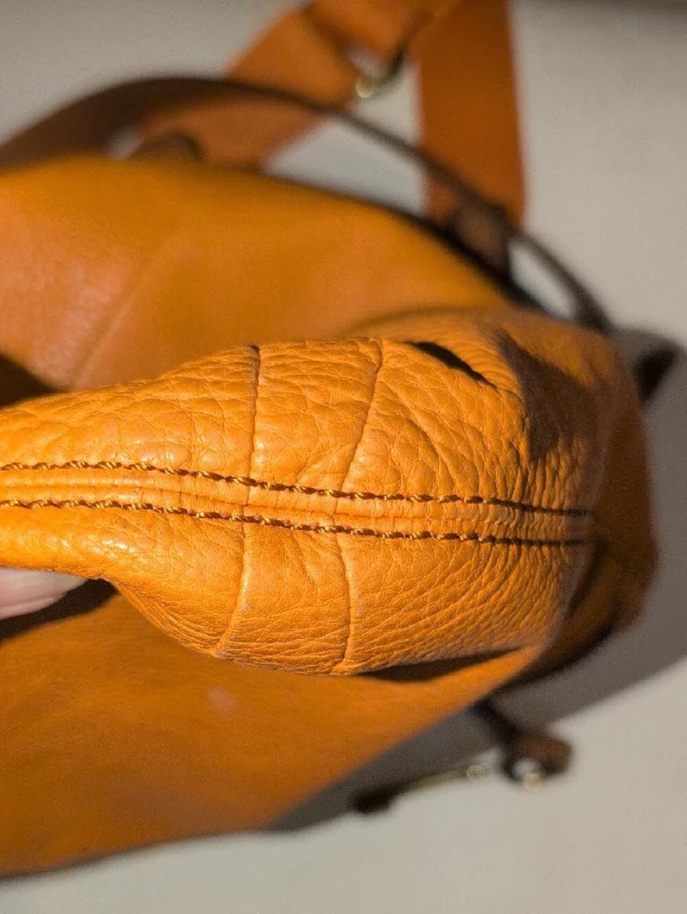 Fossil Explorer Orange Leather Foldover Convertible Crossbody Tote - Picture 13 of 16